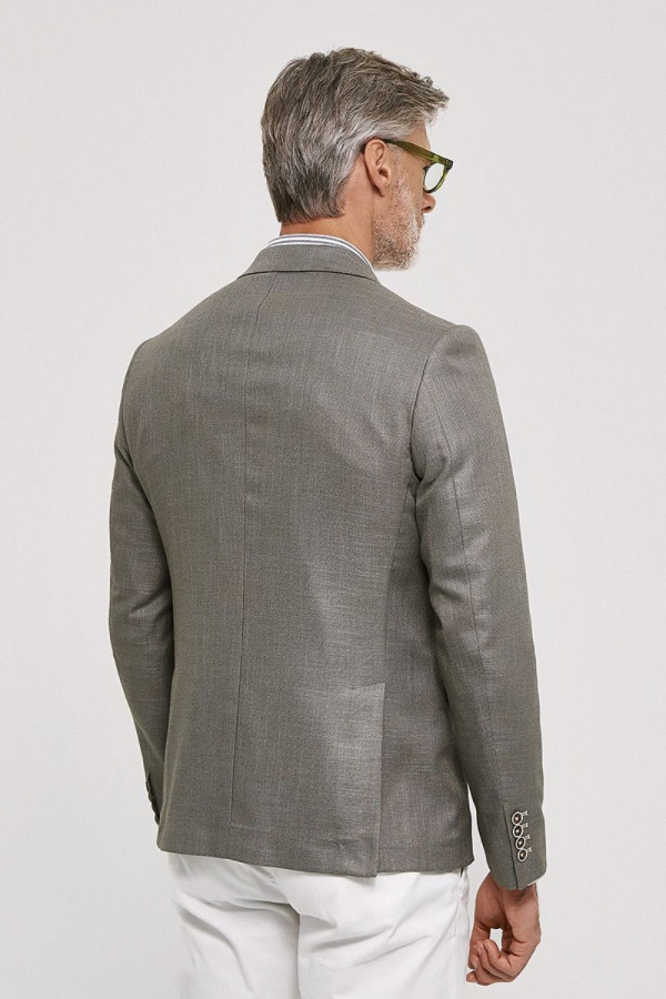 Ανδρικό σακάκι Sogo slim fit χακί με σχέδιο στην ύφανση 26031-503-182 Ανδρικό σακάκι Sogo slim fit χακί με σχέδιο στην ύφανση 26031-503-182