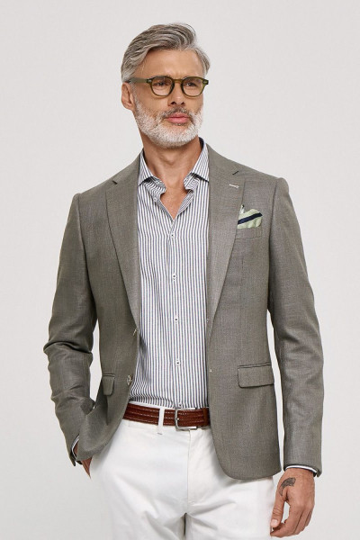 Ανδρικό σακάκι Sogo slim fit χακί με σχέδιο στην ύφανση 26031-503-182