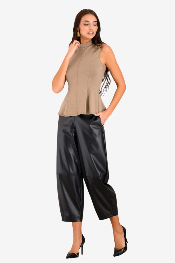 DERPOULI ΓΥΝΑΙΚΕΙΟ ΠΑΝΤΕΛΟΝΙ MOM FIT ΔΕΡΜΑΤΙΝΗ ΜΑΥΡΟ 1.15.27-50665