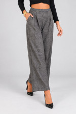 Γυναικείο παντελόνι Derpouli wide leg σε γκρι tweed καρό 1.15.39-50661 Γυναικείο παντελόνι Derpouli wide leg σε γκρι tweed καρό 1.15.39-50661