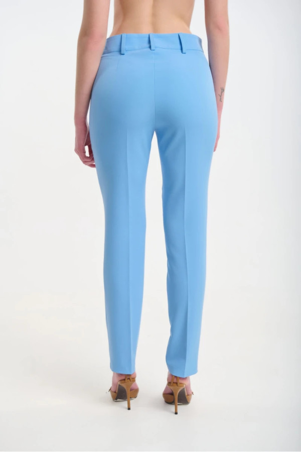 Γυναικείο ψηλόμεσο παντελόνι Fibes σιελ κρεπ ελαστικό με τσέπες 04-8102