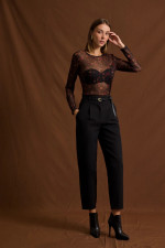 ENZZO ΓΥΝΑΙΚΕΙΟ ΠΑΝΤΕΛΟΝΙ ΨΗΛΟΜΕΣΟ ΜΕ ΖΩΝΗ NIMA ΜΑΥΡΟ 252221