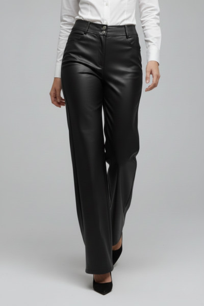 ELERIA CORTES ΓΥΝΑΙΚΕΙΟ ΠΑΝΤΕΛΟΝΙ WIDE LEG ΔΕΡΜΑΤΙΝΗ ΜΑΥΡΟ 223127