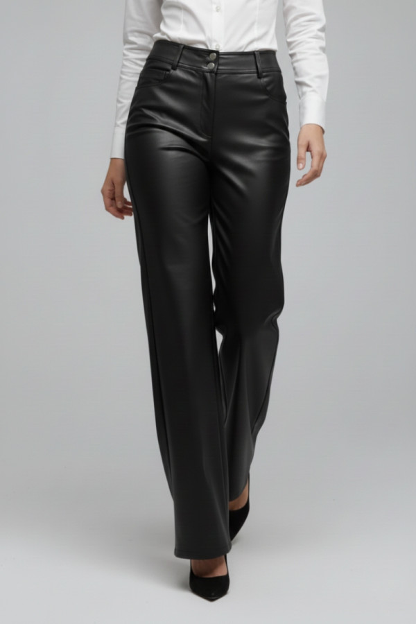 ELERIA CORTES ΓΥΝΑΙΚΕΙΟ ΠΑΝΤΕΛΟΝΙ WIDE LEG ΔΕΡΜΑΤΙΝΗ ΜΑΥΡΟ 223127