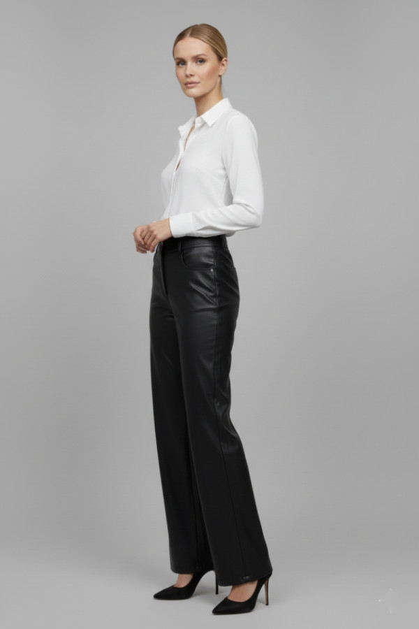 ELERIA CORTES ΓΥΝΑΙΚΕΙΟ ΠΑΝΤΕΛΟΝΙ WIDE LEG ΔΕΡΜΑΤΙΝΗ ΜΑΥΡΟ 223127