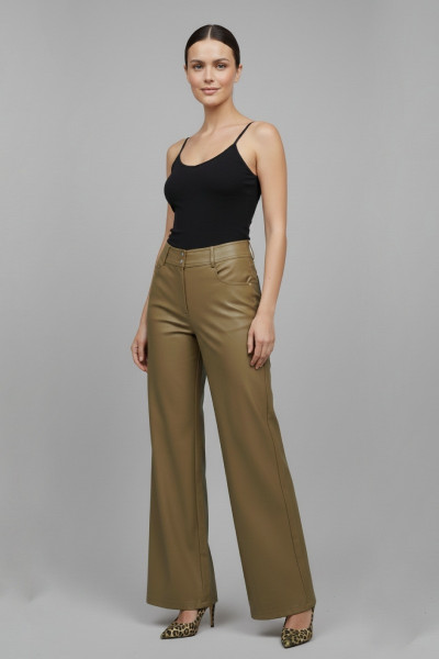 ELERIA CORTES ΓΥΝΑΙΚΕΙΟ ΠΑΝΤΕΛΟΝΙ WIDE LEG ΔΕΡΜΑΤΙΝΗ ΧΑΚΙ ΑΝΟΙΚΤΟ 223127