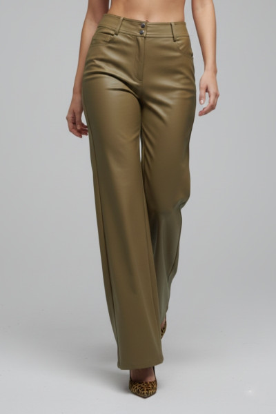 ELERIA CORTES ΓΥΝΑΙΚΕΙΟ ΠΑΝΤΕΛΟΝΙ WIDE LEG ΔΕΡΜΑΤΙΝΗ ΧΑΚΙ ΑΝΟΙΚΤΟ 223127