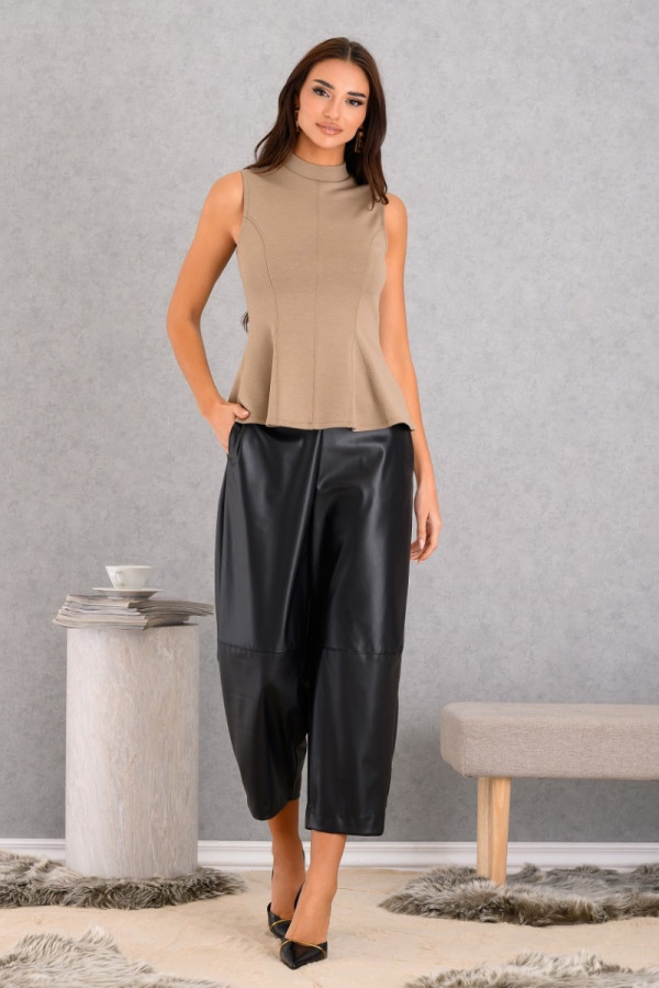 DERPOULI ΓΥΝΑΙΚΕΙΟ ΠΑΝΤΕΛΟΝΙ MOM FIT ΔΕΡΜΑΤΙΝΗ ΜΑΥΡΟ 1.15.27-50665