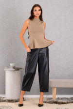 DERPOULI ΓΥΝΑΙΚΕΙΟ ΠΑΝΤΕΛΟΝΙ MOM FIT ΔΕΡΜΑΤΙΝΗ ΜΑΥΡΟ 1.15.27-50665