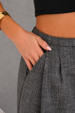 Γυναικείο παντελόνι Derpouli wide leg σε γκρι tweed καρό 1.15.39-50661 Γυναικείο παντελόνι Derpouli wide leg σε γκρι tweed καρό 1.15.39-50661