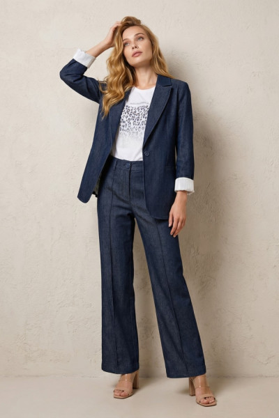 DERPOULI ΓΥΝΑΙΚΕΙΑ ΠΑΝΤΕΛΟΝΑ DENIM ΣΕ ΙΣΙΑ ΓΡΑΜΜΗ ΜΠΛΕ 1.15.39153