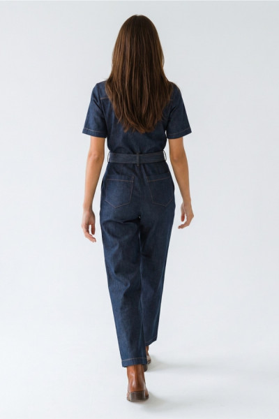 Γυναικεία ολόσωμη φόρμα jean  με ζώνη denim – Derpouli