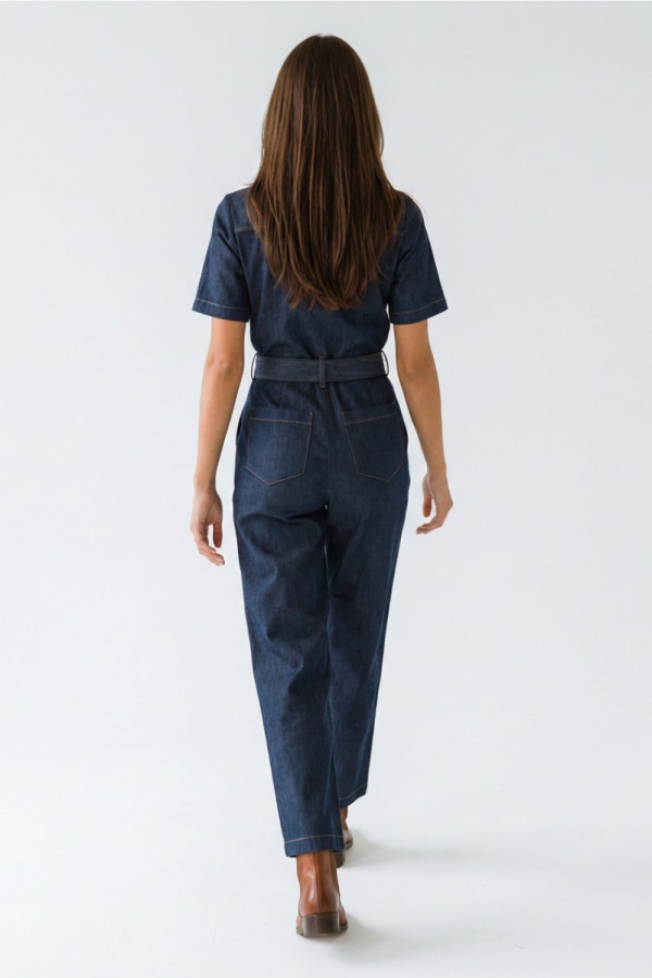 Γυναικεία ολόσωμη φόρμα jean  με ζώνη denim – Derpouli