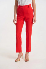 Γυναικείο παντελόνι κοραλί κρεπ ψηλόμεσο με ίσια γραμμή  Fibes - 04-8102