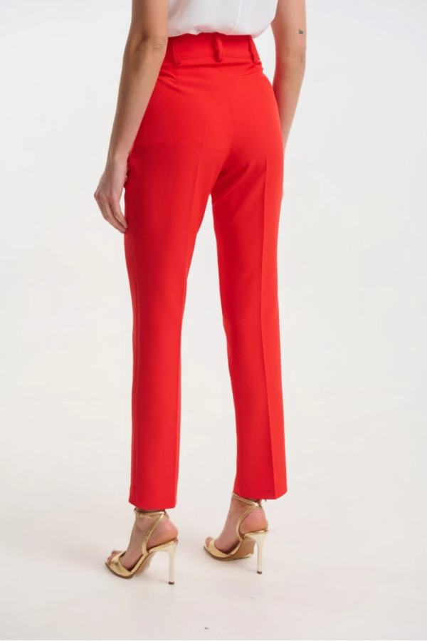 Γυναικείο παντελόνι κοραλί κρεπ ψηλόμεσο με ίσια γραμμή  Fibes - 04-8102