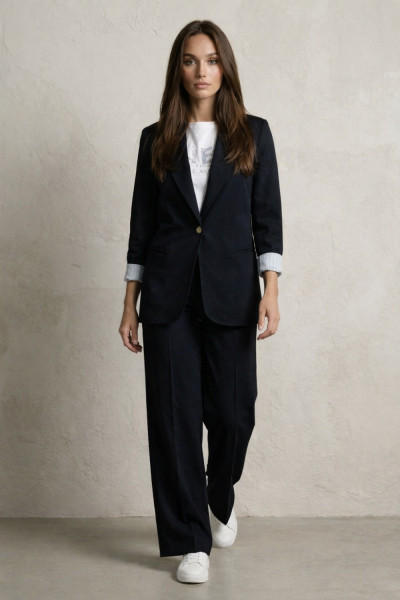 DERPOULI ΓΥΝΑΙΚΕΙΟ ΠΑΝΤΕΛΟΝΙ WIDE LEG ΣΚΟΥΡΟ ΜΠΛΕ 1.15.39322