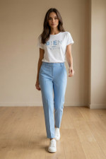 Γυναικείο παντελόνι σιελ με ελαστική εφαρμογή – Derpouli 1.15.39315 Γυναικείο παντελόνι σιελ με ελαστική εφαρμογή – Derpouli 1.15.39315