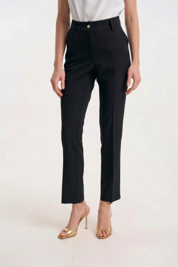Γυναικείο μαύρο παντελόνι κρεπ ψηλόμεσο με ίσια γραμμή  Fibes - 04-8102