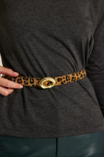 ENZZO ΓΥΝΑΙΚΕΙΑ ΖΩΝΗ ANIMAL PRINT ΜΑΥΡΗ 89-222-1005
