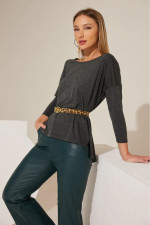 ENZZO ΓΥΝΑΙΚΕΙΑ ΖΩΝΗ ANIMAL PRINT ΜΑΥΡΗ 89-222-1005