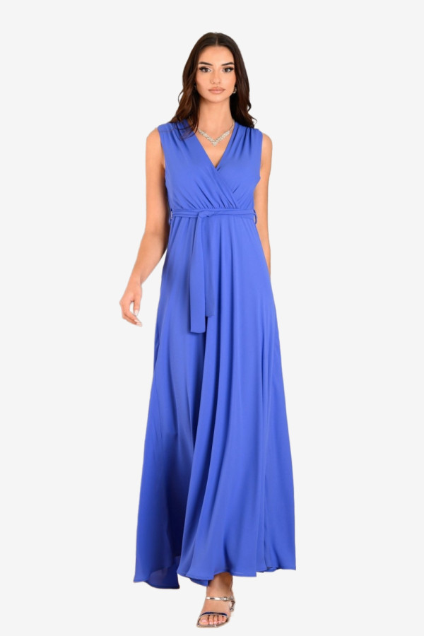 DERPOULI ΓΥΝΑΙΚΕΙΟ MAXI ΦΟΡΕΜΑ ΚΡΟΥΑΖΕ ΜΟΝΟΧΡΩΜΟ BLUE-MAUVE 1.20.39079
