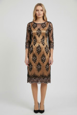 VAGIAS ΓΥΝΑΙΚΕΙΟ MIDI ΦΟΡΕΜΑ ΜΕ ΔΑΝΤΕΛΑ ΚΑΙ ΤΟΥΛΙ ΜΑΝΙΚΙΑ 3/4 ΜΑΥΡΟ 7685-55