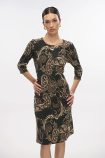 FIBES ΓΥΝΑΙΚΕΙΟ MIDI ΦΟΡΕΜΑ ΣΕ ΛΕΠΤΗ ΠΛΕΞΗ ΕΜΠΡΙΜΕ PLAISEY ΜΑΥΡΟ 05-9339