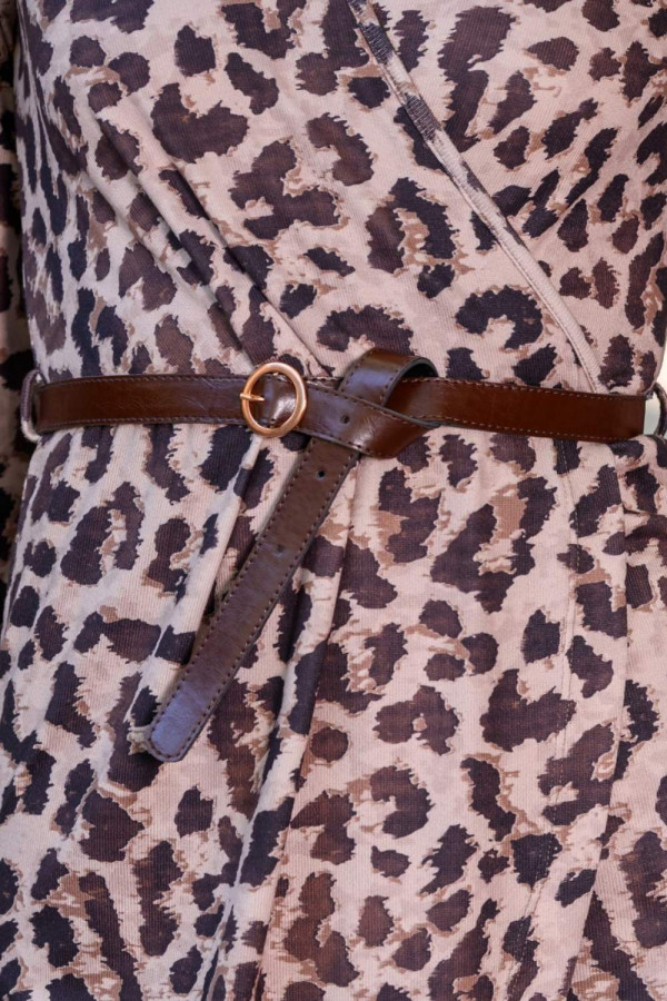 DERPOULI ΓΥΝΑΙΚΕΙΟ ΦΟΡΕΜΑ ΚΡΟΥΑΖΕ ΜΕ ΖΩΝΗ ANIMAL PRINT ΚΑΦΕ 1.20.27167
