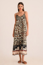 DERPOULI ΓΥΝΑΙΚΕΙΟ ΦΟΡΜΕΜΑ MAXI ΜΕ ΡΑΝΤΑΚΙ ANIMAL PRINT VANILLA 1.20.26-50192