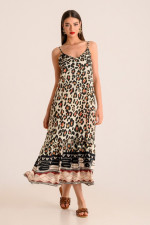 DERPOULI ΓΥΝΑΙΚΕΙΟ ΦΟΡΜΕΜΑ MAXI ΜΕ ΡΑΝΤΑΚΙ ANIMAL PRINT VANILLA 1.20.26-50192