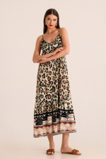 DERPOULI ΓΥΝΑΙΚΕΙΟ ΦΟΡΜΕΜΑ MAXI ΜΕ ΡΑΝΤΑΚΙ ANIMAL PRINT VANILLA 1.20.26-50192