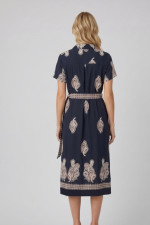 Γυναικείο  σεμιζιέ φόρεμα Fibes navy blue με paisley print 05-9647