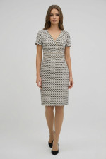 CECILIA ΓΥΝΑΙΚΕΙΟ MIDI ΦΟΡΕΜΑ ΜΕ "V" ΚΑΙ  ΠΟΥΑ ΜΟΤΙΒΟ A19C226