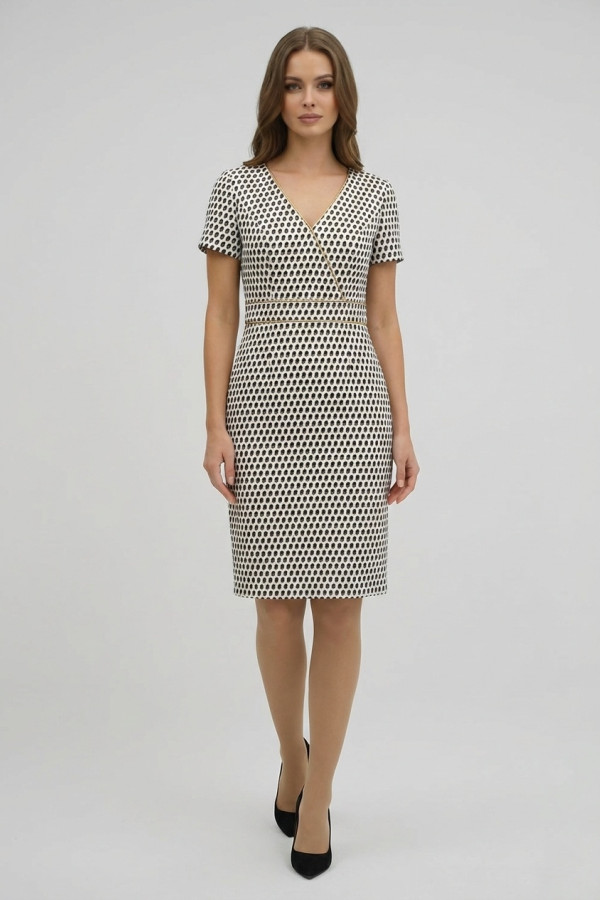 CECILIA ΓΥΝΑΙΚΕΙΟ MIDI ΦΟΡΕΜΑ ΜΕ "V" ΚΑΙ  ΠΟΥΑ ΜΟΤΙΒΟ A19C226