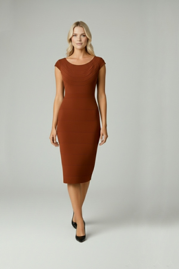 VAGIAS ΓΥΝΑΙΚΕΙΟ MIDI ΦΟΡΕΜΑ ΖΑΠΟΝΕ ΜΕ EXTRA MANIKIA BRICK 9705-20