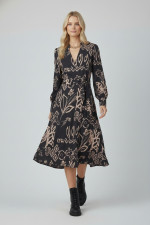 VAGIAS ΓΥΝΑΙΚΕΙΟ ΦΟΡΕΜΑ MIDI ΜΕ "V" ΝΤΕΚΟΛΤΕ ΕΜΠΡΙΜΕ ΜΑΥΡΟ 3658-42