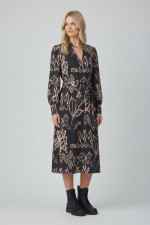 VAGIAS ΓΥΝΑΙΚΕΙΟ ΦΟΡΕΜΑ MIDI ΜΕ "V" ΝΤΕΚΟΛΤΕ ΕΜΠΡΙΜΕ ΜΑΥΡΟ 3658-42