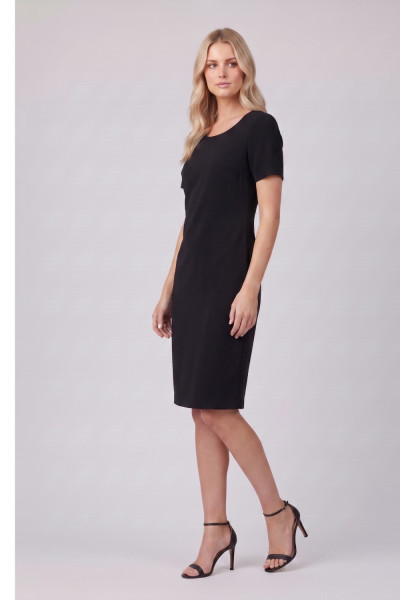 Γυναικείο φόρεμα Fibes μαύρο μονόχρωμο με κοντό μανίκι 05-9652 Γυναικείο φόρεμα Fibes μαύρο μονόχρωμο με κοντό μανίκι 05-9652