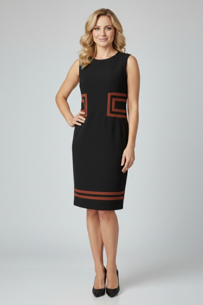 VAGIAS ΓΥΝΑΙΚΕΙΟ MIDI ΦΟΡΕΜΑ ΚΡΕΠ ΜΕ EXTRA MANIKIA ΜΑΥΡΟ 9785-10