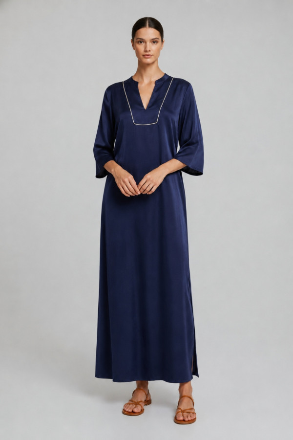Γυναικείο maxi φόρεμα Derpouli μπλε kimono Σατινέ loose fit 1.20.39403 Γυναικείο maxi φόρεμα Derpouli μπλε kimono Σατινέ loose fit 1.20.39403