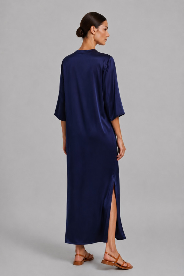 Γυναικείο maxi φόρεμα Derpouli μπλε kimono Σατινέ loose fit 1.20.39403 Γυναικείο maxi φόρεμα Derpouli μπλε kimono Σατινέ loose fit 1.20.39403