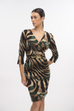 FIBES ΓΥΝΑΙΚΕΙΟ ΦΟΡΕΜΑ ΜΙΝΤΙ ΚΡΟΥΑΖΕ ΜΑΝΙΚΙΑ 3/4 ANIMAL PRINT ΠΡΑΣΙΝΟ 05-9331