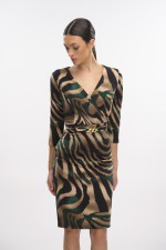 FIBES ΓΥΝΑΙΚΕΙΟ ΦΟΡΕΜΑ ΜΙΝΤΙ ΚΡΟΥΑΖΕ ΜΑΝΙΚΙΑ 3/4 ANIMAL PRINT ΠΡΑΣΙΝΟ 05-9331