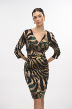FIBES ΓΥΝΑΙΚΕΙΟ ΦΟΡΕΜΑ ΜΙΝΤΙ ΚΡΟΥΑΖΕ ΜΑΝΙΚΙΑ 3/4 ANIMAL PRINT ΠΡΑΣΙΝΟ 05-9331