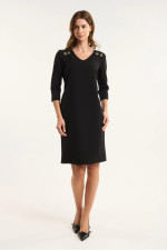 FIBES ΓΥΝΑΙΚΕΙΟ ΜΟΝΟΧΡΩΜΟ ΦΟΡΕΜΑ MIDI "V' ΜΑΚΡΥΜΑΝΙΚΟ ΜΑΥΡΟ 05-9344