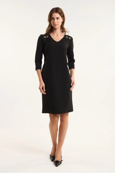 FIBES ΓΥΝΑΙΚΕΙΟ ΜΟΝΟΧΡΩΜΟ ΦΟΡΕΜΑ MIDI "V' ΜΑΚΡΥΜΑΝΙΚΟ ΜΑΥΡΟ 05-9344