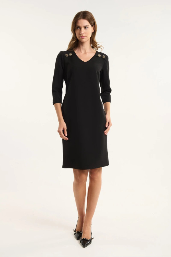 FIBES ΓΥΝΑΙΚΕΙΟ ΜΟΝΟΧΡΩΜΟ ΦΟΡΕΜΑ MIDI "V' ΜΑΚΡΥΜΑΝΙΚΟ ΜΑΥΡΟ 05-9344