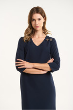 FIBES ΓΥΝΑΙΚΕΙΟ ΜΟΝΟΧΡΩΜΟ ΦΟΡΕΜΑ MIDI "V' ΜΑΚΡΥΜΑΝΙΚΟ ΜΠΛΕ 05-9344