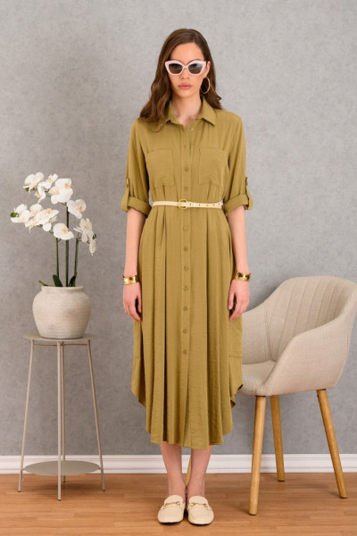 DERPOULI ΓΥΝΑΙΚΕΙΟ ΦΟΡΕΜΑ ΣΕΜΙΖΙΕ ΜΕ ΖΩΝΗ OLIVE 1.20.38-49728
