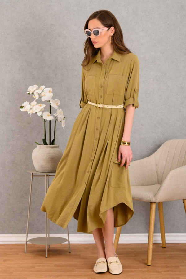 DERPOULI ΓΥΝΑΙΚΕΙΟ ΦΟΡΕΜΑ ΣΕΜΙΖΙΕ ΜΕ ΖΩΝΗ OLIVE 1.20.38-49728